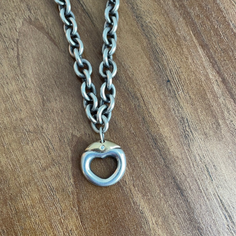 Vintage silver & gold Movado necklace with diamond